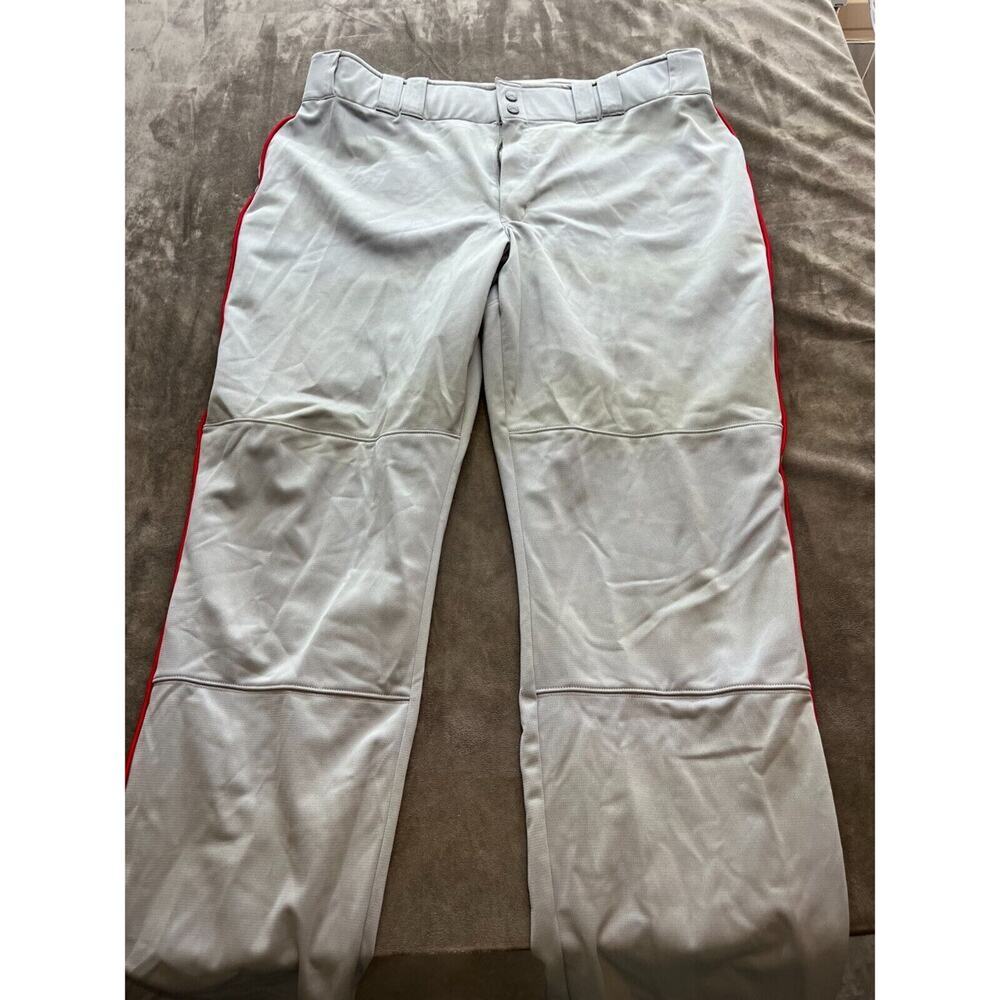 Under Armour Utility Baseball Pants Piped Red Gray Mens 2XL